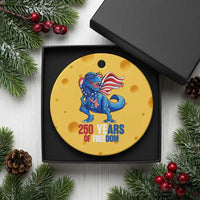 Funny Patriotic Dinosaur Ceramic Ornament 250 Years Of Freedom