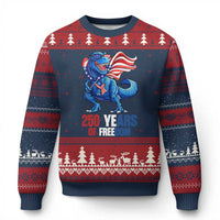 Funny Patriotic Dinosaur Ugly Christmas Sweater 250 Years Of Freedom