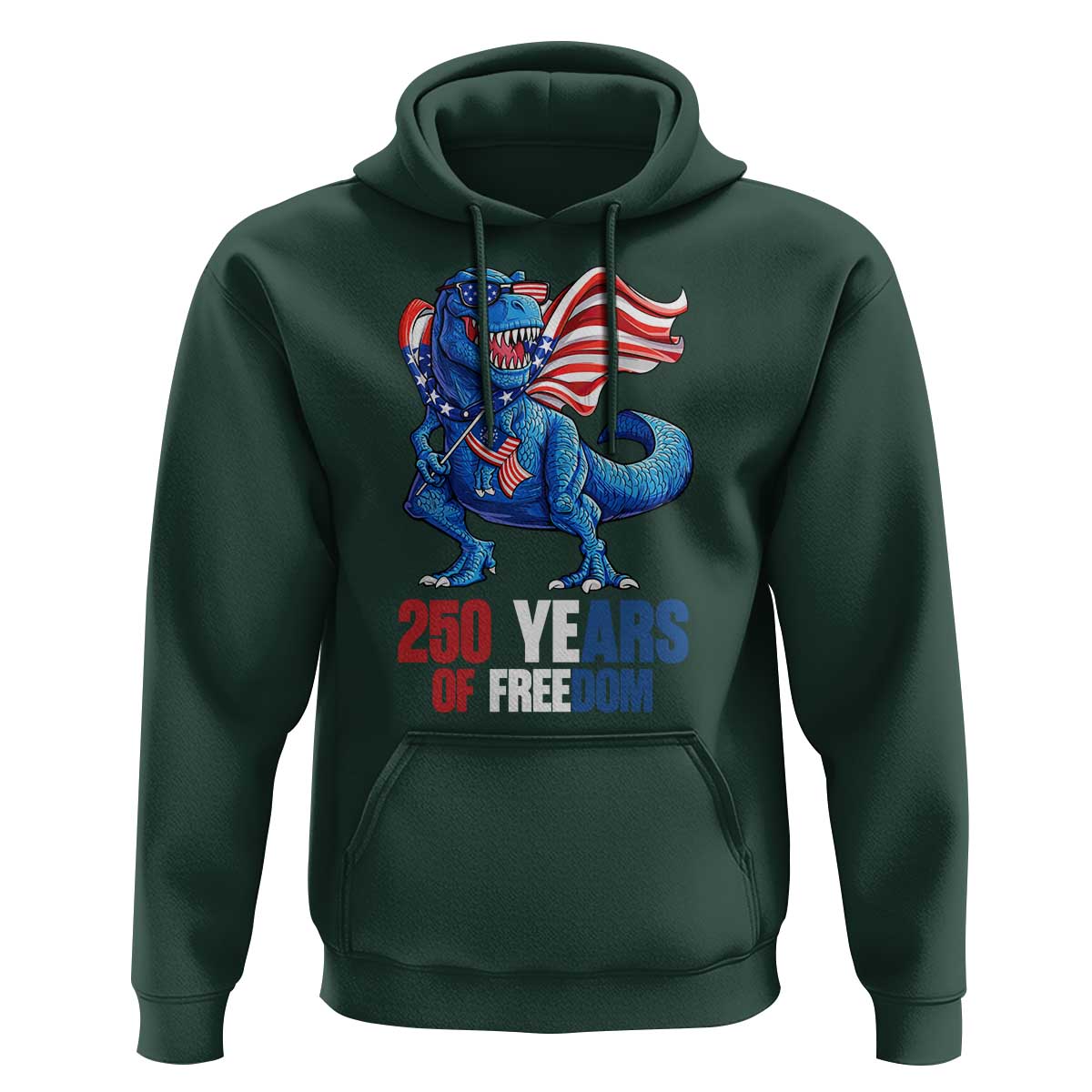Funny Patriotic Dinosaur Hoodie 250 Years Of Freedom