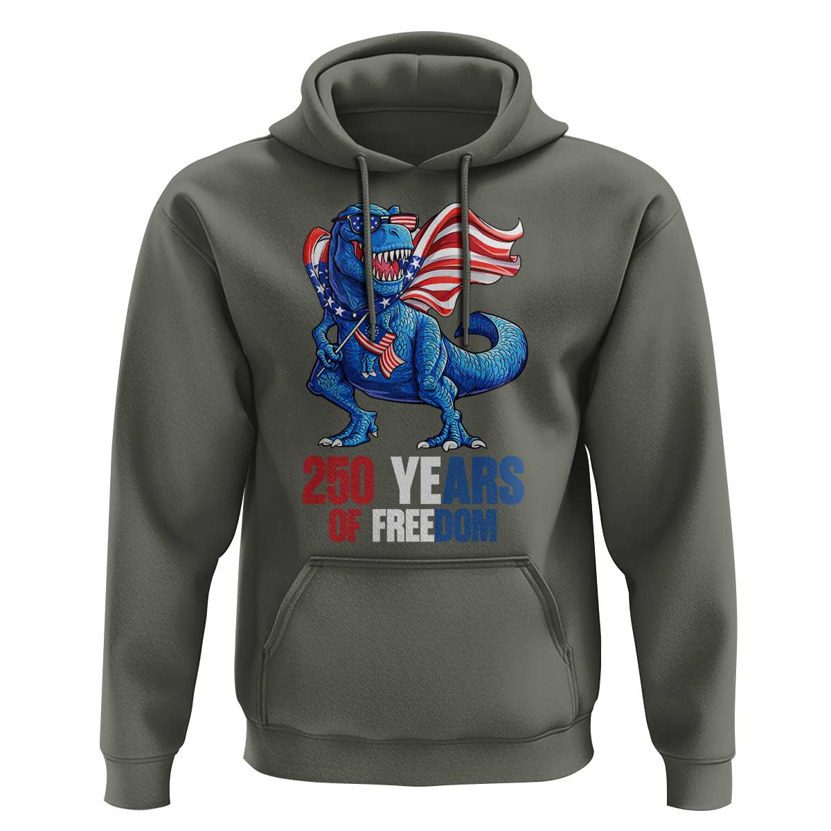 Funny Patriotic Dinosaur Hoodie 250 Years Of Freedom
