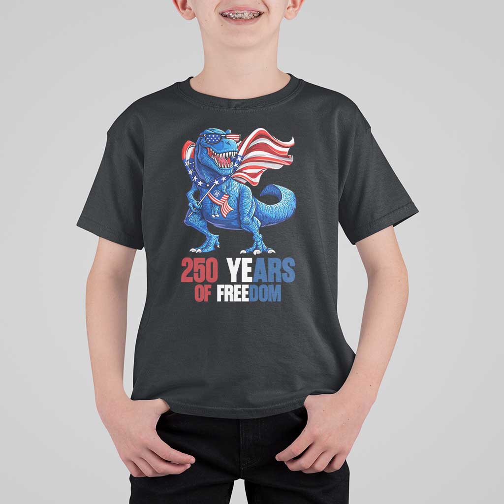 Funny Patriotic Dinosaur T Shirt For Kid 250 Years Of Freedom