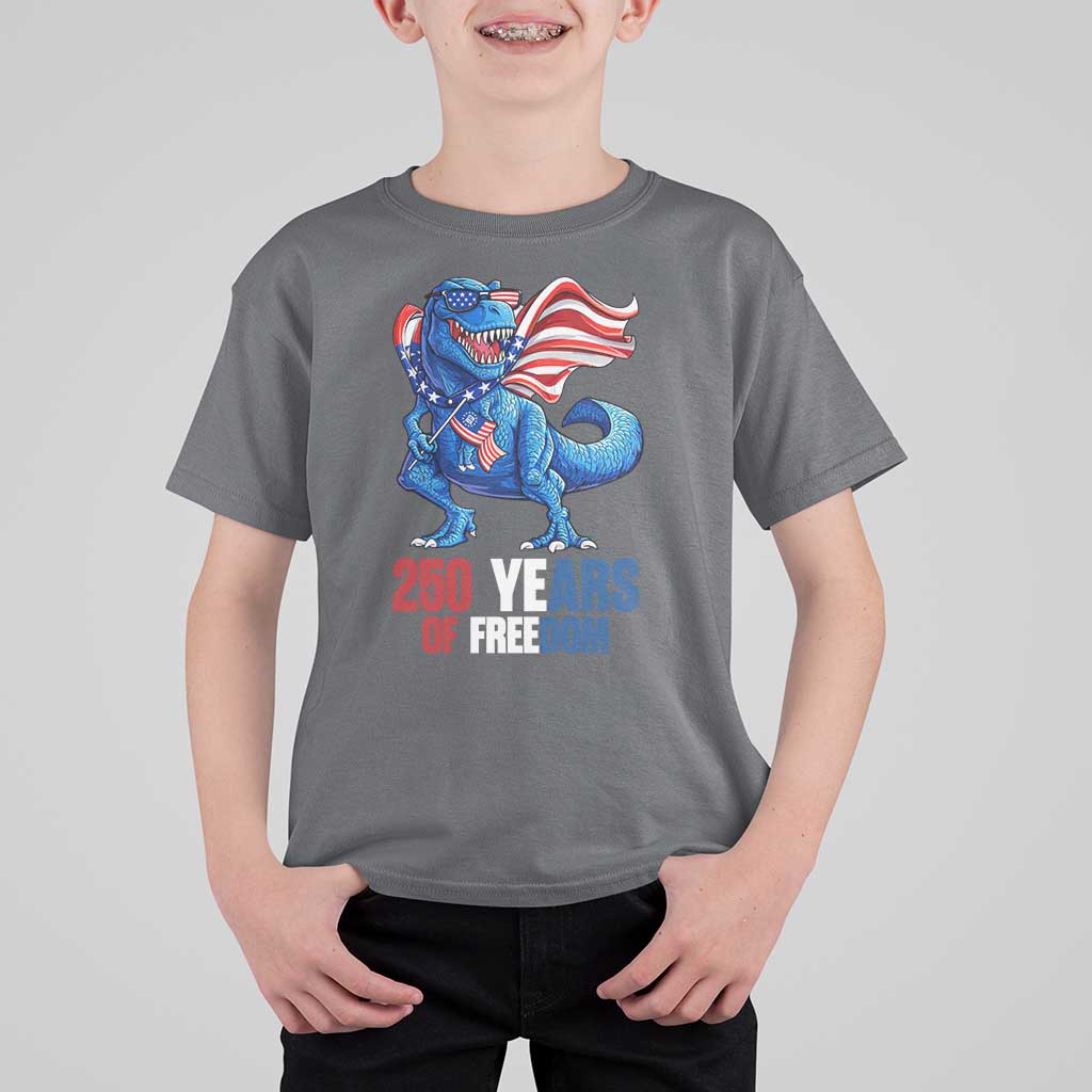 Funny Patriotic Dinosaur T Shirt For Kid 250 Years Of Freedom