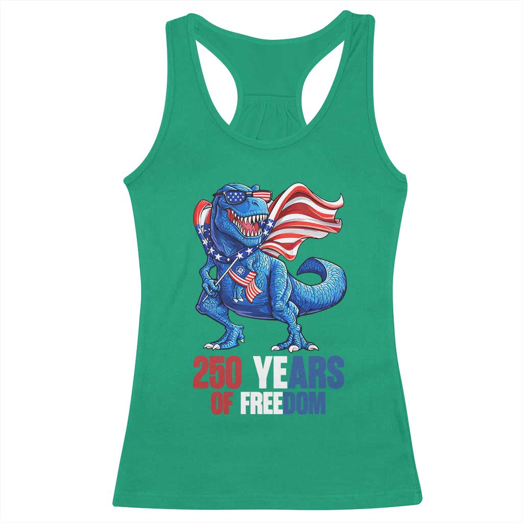 Funny Patriotic Dinosaur Racerback Tank Top 250 Years Of Freedom