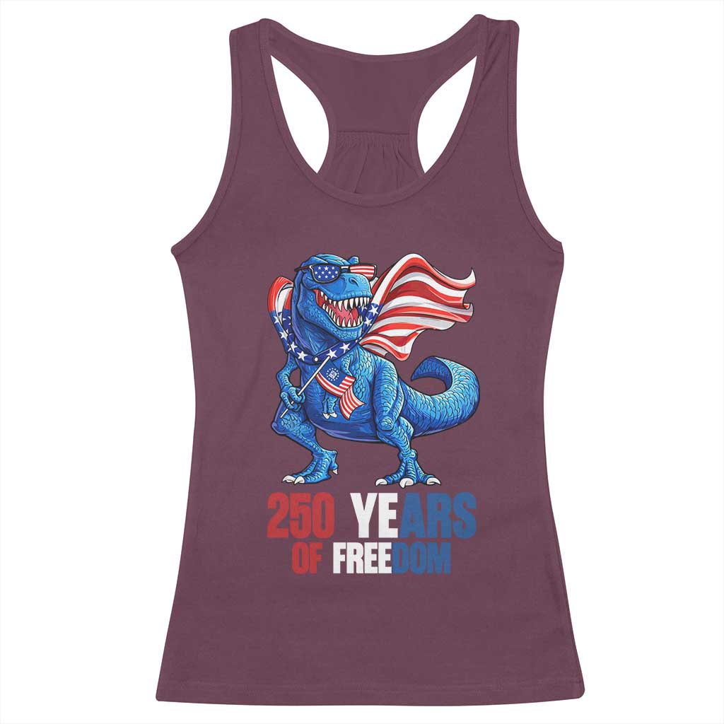 Funny Patriotic Dinosaur Racerback Tank Top 250 Years Of Freedom