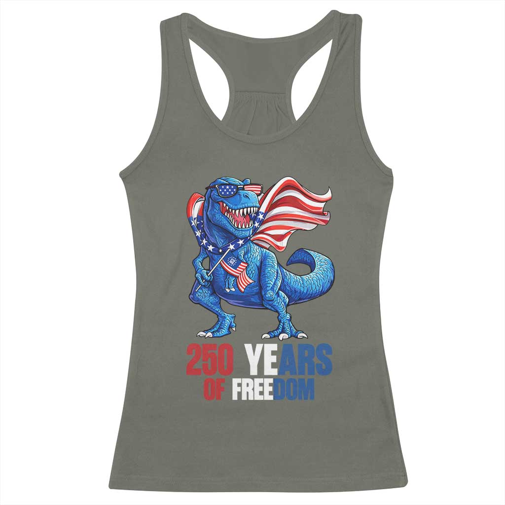 Funny Patriotic Dinosaur Racerback Tank Top 250 Years Of Freedom