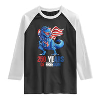 Funny Patriotic Dinosaur Raglan Shirt 250 Years Of Freedom