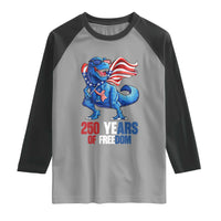 Funny Patriotic Dinosaur Raglan Shirt 250 Years Of Freedom