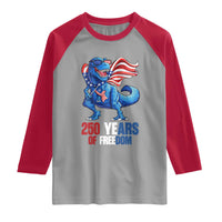Funny Patriotic Dinosaur Raglan Shirt 250 Years Of Freedom