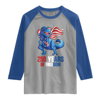 Funny Patriotic Dinosaur Raglan Shirt 250 Years Of Freedom