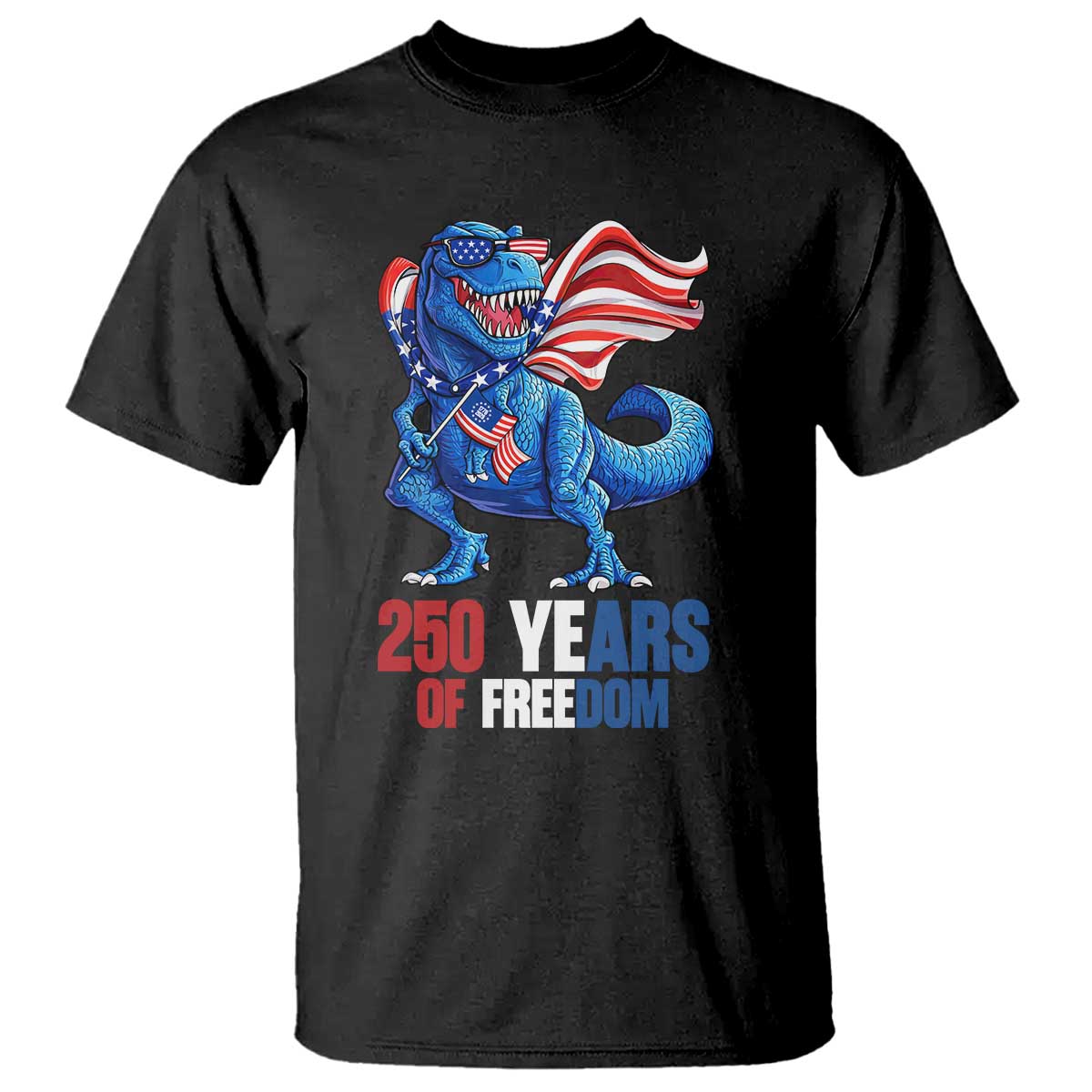 Funny Patriotic Dinosaur T Shirt 250 Years Of Freedom