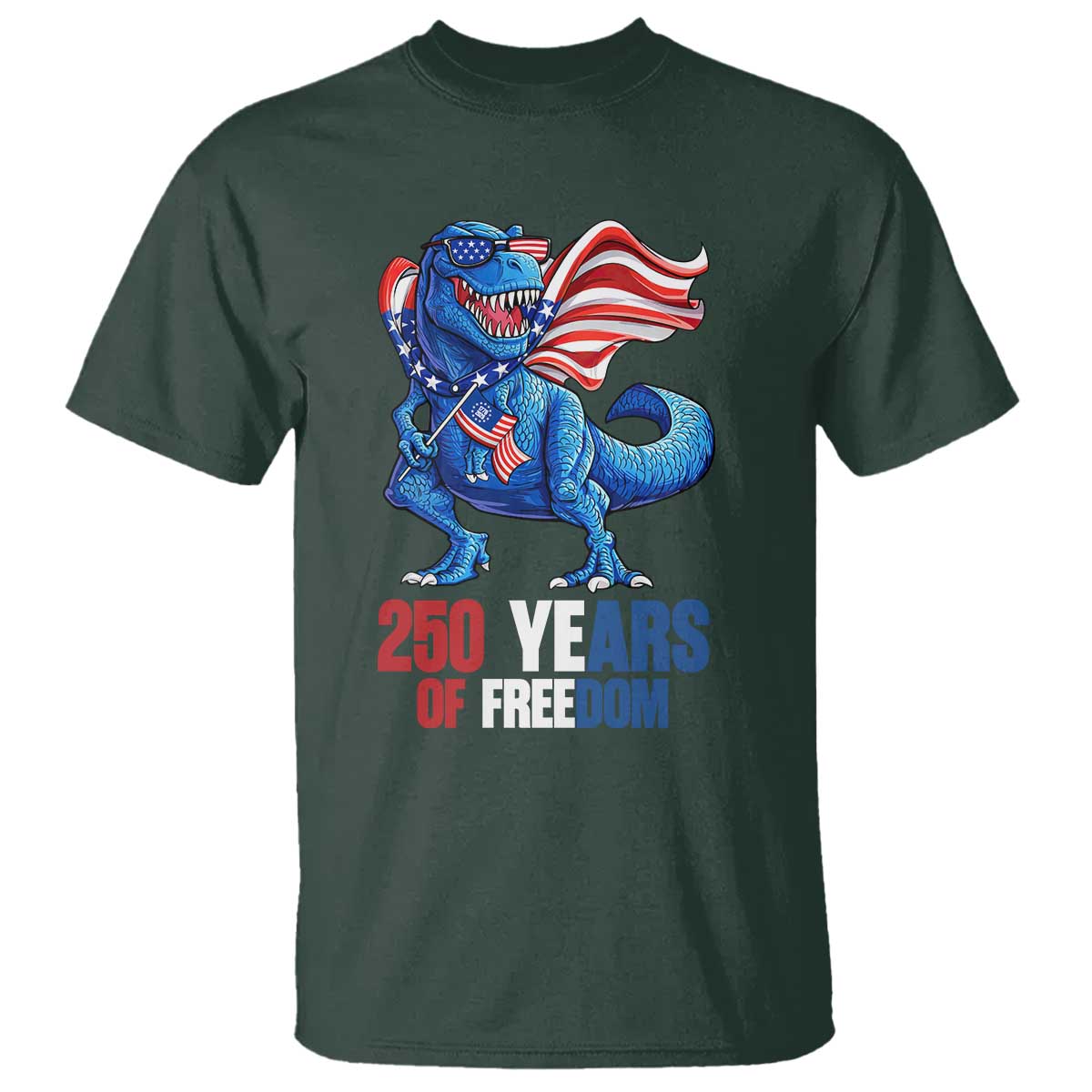 Funny Patriotic Dinosaur T Shirt 250 Years Of Freedom