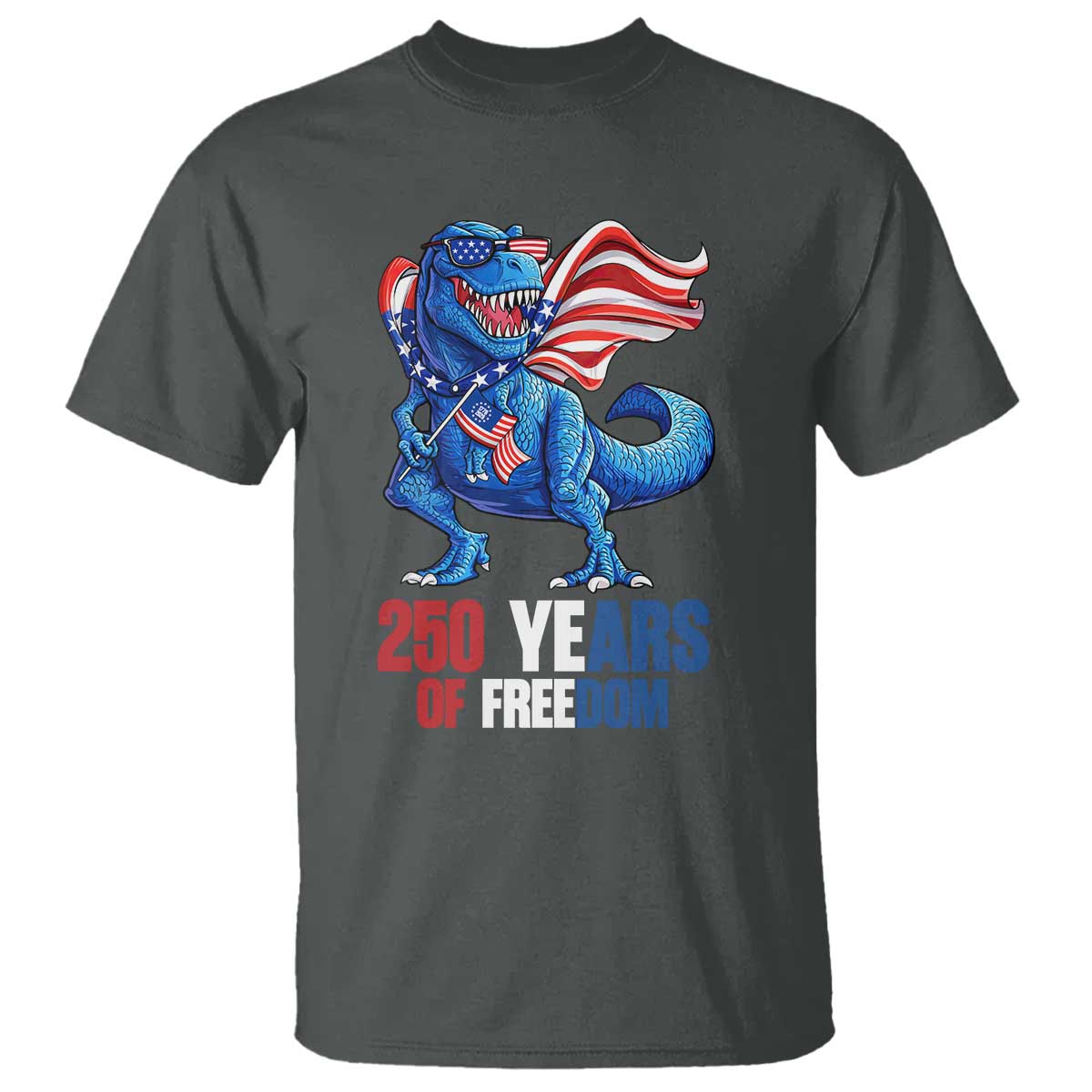Funny Patriotic Dinosaur T Shirt 250 Years Of Freedom