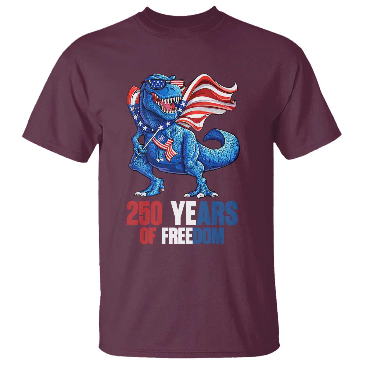 Funny Patriotic Dinosaur T Shirt 250 Years Of Freedom
