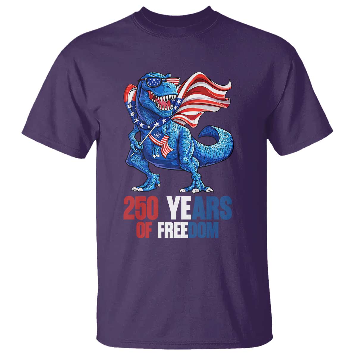 Funny Patriotic Dinosaur T Shirt 250 Years Of Freedom