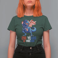 Funny Patriotic Dinosaur T Shirt For Women 250 Years Of Freedom