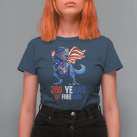 Funny Patriotic Dinosaur T Shirt For Women 250 Years Of Freedom