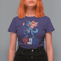 Funny Patriotic Dinosaur T Shirt For Women 250 Years Of Freedom