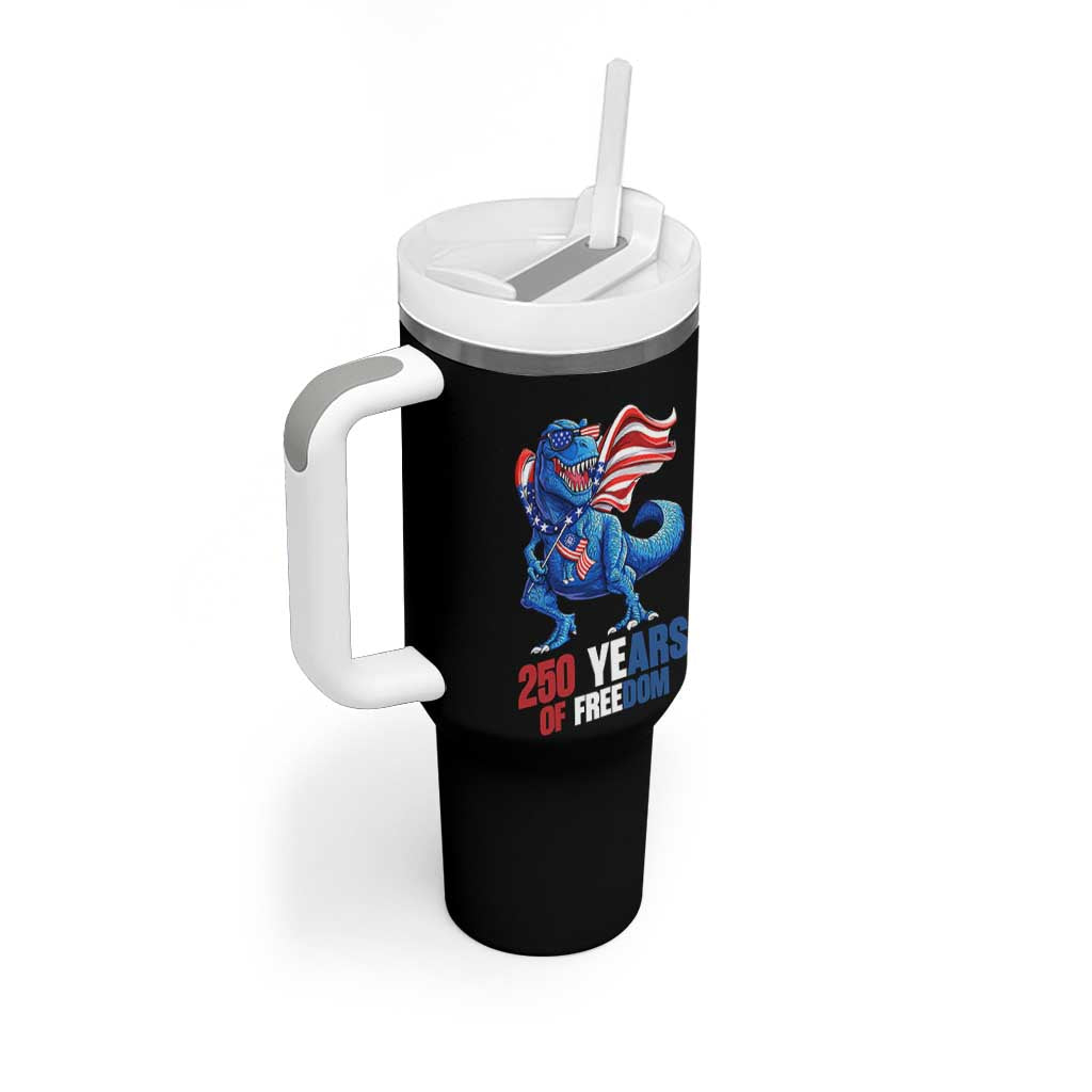 Funny Patriotic Dinosaur Tumbler With Handle 250 Years Of Freedom