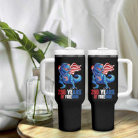 Funny Patriotic Dinosaur Tumbler With Handle 250 Years Of Freedom