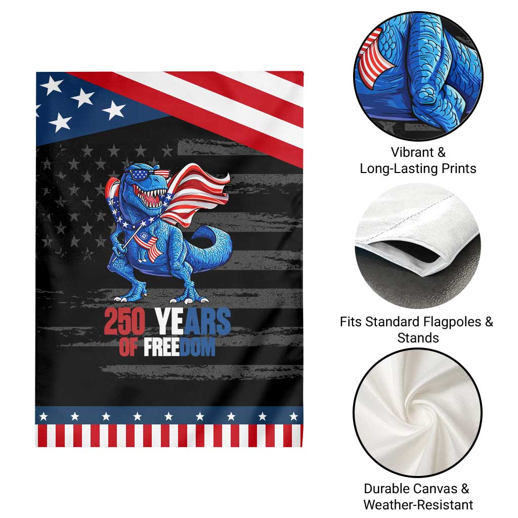 Funny Patriotic Dinosaur Garden Flag 250 Years Of Freedom
