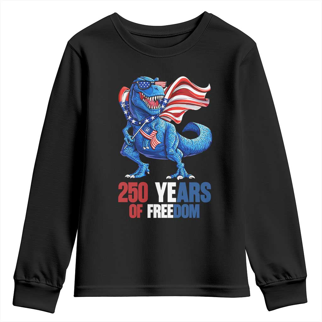 Funny Patriotic Dinosaur Youth Sweatshirt 250 Years Of Freedom