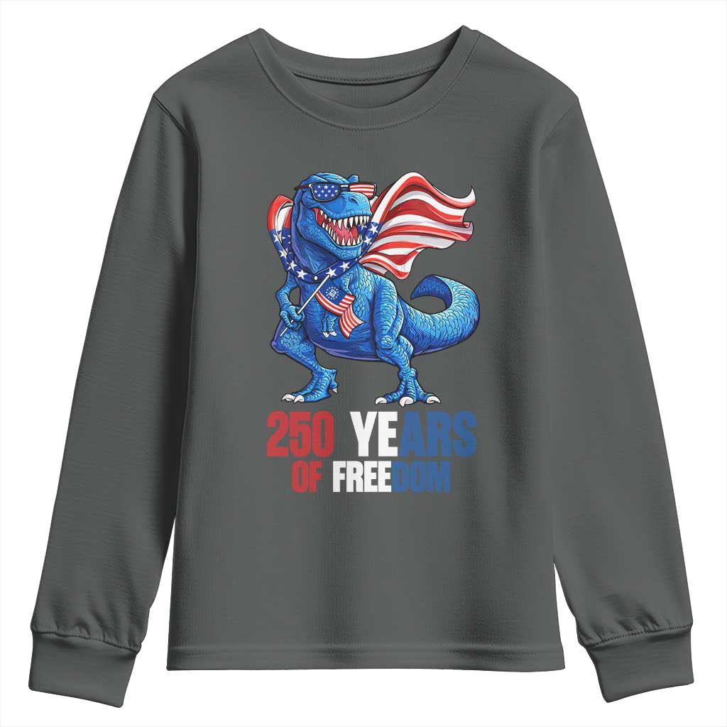 Funny Patriotic Dinosaur Youth Sweatshirt 250 Years Of Freedom