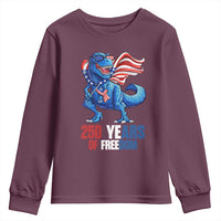 Funny Patriotic Dinosaur Youth Sweatshirt 250 Years Of Freedom