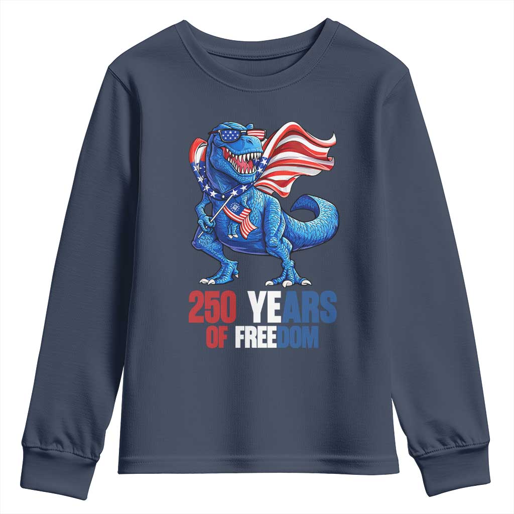 Funny Patriotic Dinosaur Youth Sweatshirt 250 Years Of Freedom