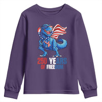 Funny Patriotic Dinosaur Youth Sweatshirt 250 Years Of Freedom