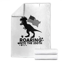 Funny Patriotic Dinosaur Throw Blanket Roaring Into The 250th Anniversary