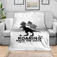 Funny Patriotic Dinosaur Throw Blanket Roaring Into The 250th Anniversary