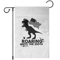 Funny Patriotic Dinosaur Garden Flag Roaring Into The 250th Anniversary