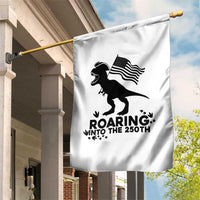 Funny Patriotic Dinosaur Garden Flag Roaring Into The 250th Anniversary