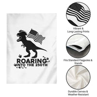 Funny Patriotic Dinosaur Garden Flag Roaring Into The 250th Anniversary