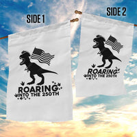 Funny Patriotic Dinosaur Garden Flag Roaring Into The 250th Anniversary