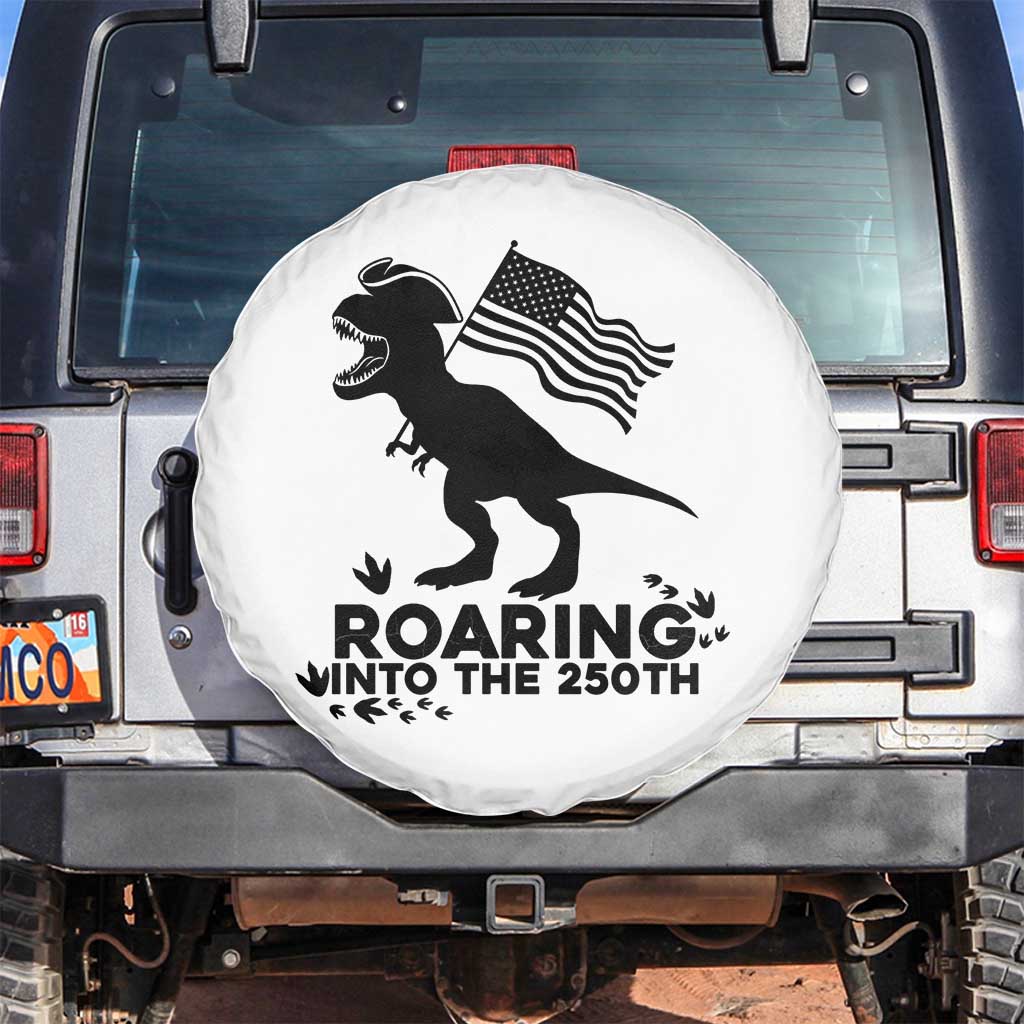 Funny Patriotic Dinosaur Spare Tire Cover Roaring Into The 250th Anniversary