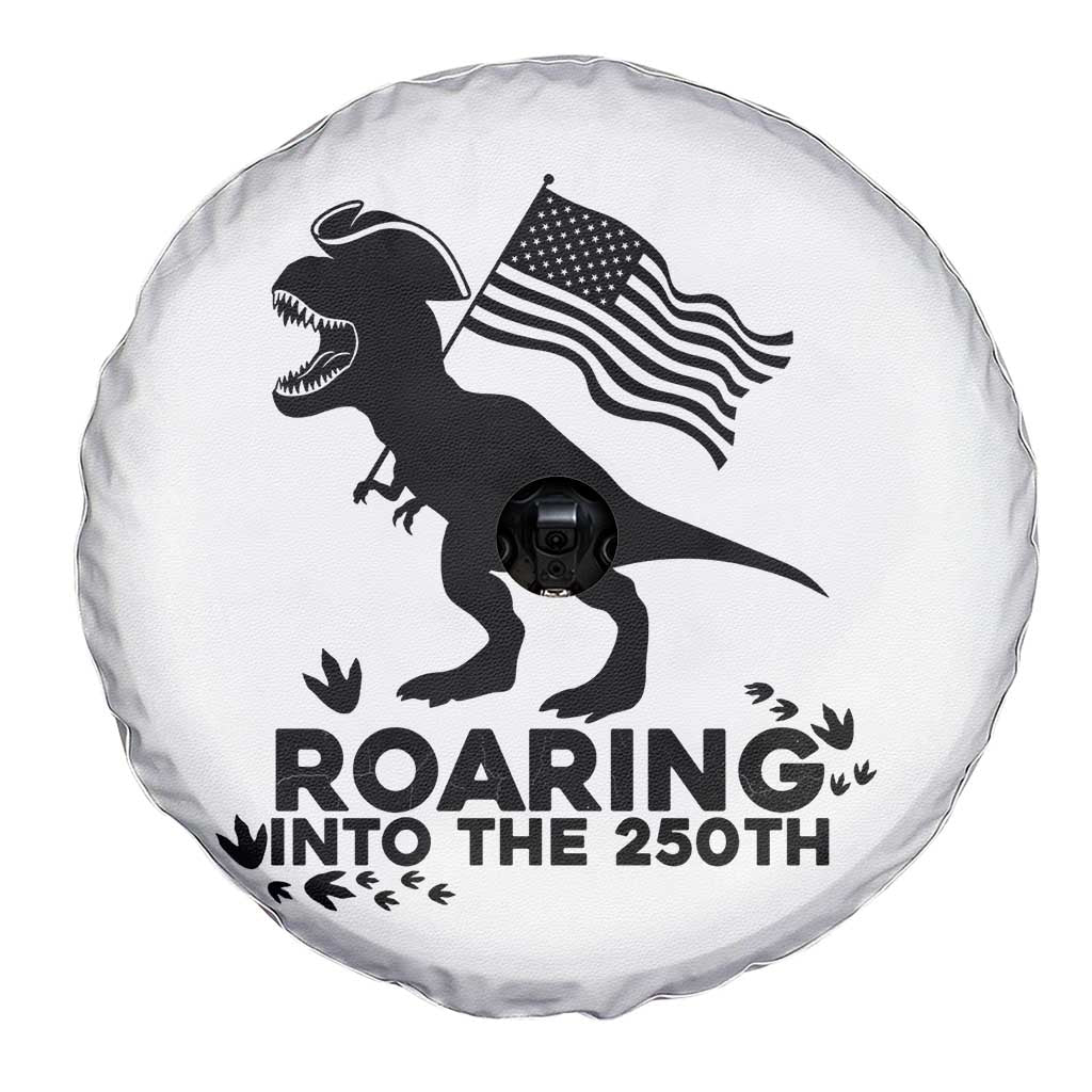 Funny Patriotic Dinosaur Spare Tire Cover Roaring Into The 250th Anniversary
