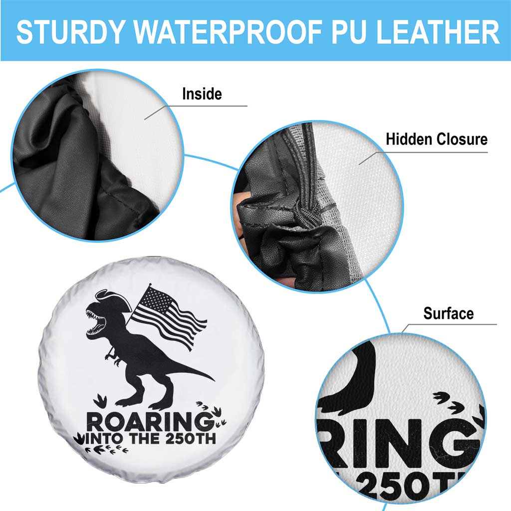 Funny Patriotic Dinosaur Spare Tire Cover Roaring Into The 250th Anniversary