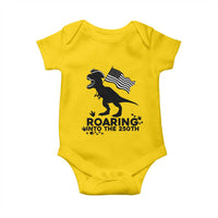 Funny Patriotic Dinosaur Baby Onesie Roaring Into The 250th Anniversary