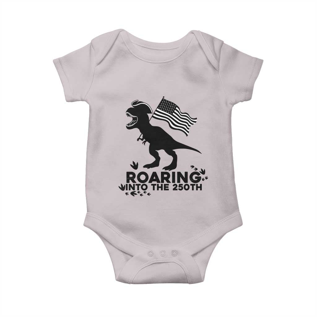 Funny Patriotic Dinosaur Baby Onesie Roaring Into The 250th Anniversary
