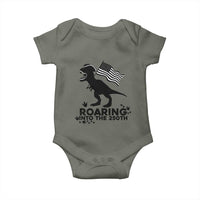 Funny Patriotic Dinosaur Baby Onesie Roaring Into The 250th Anniversary