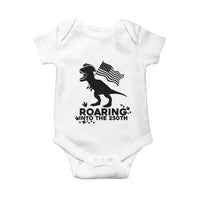 Funny Patriotic Dinosaur Baby Onesie Roaring Into The 250th Anniversary