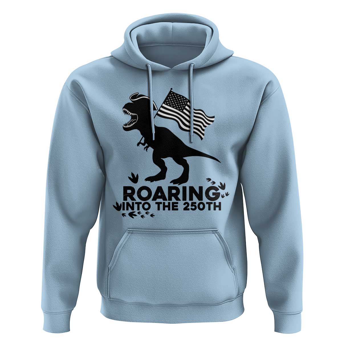 Funny Patriotic Dinosaur Hoodie Roaring Into The 250th Anniversary