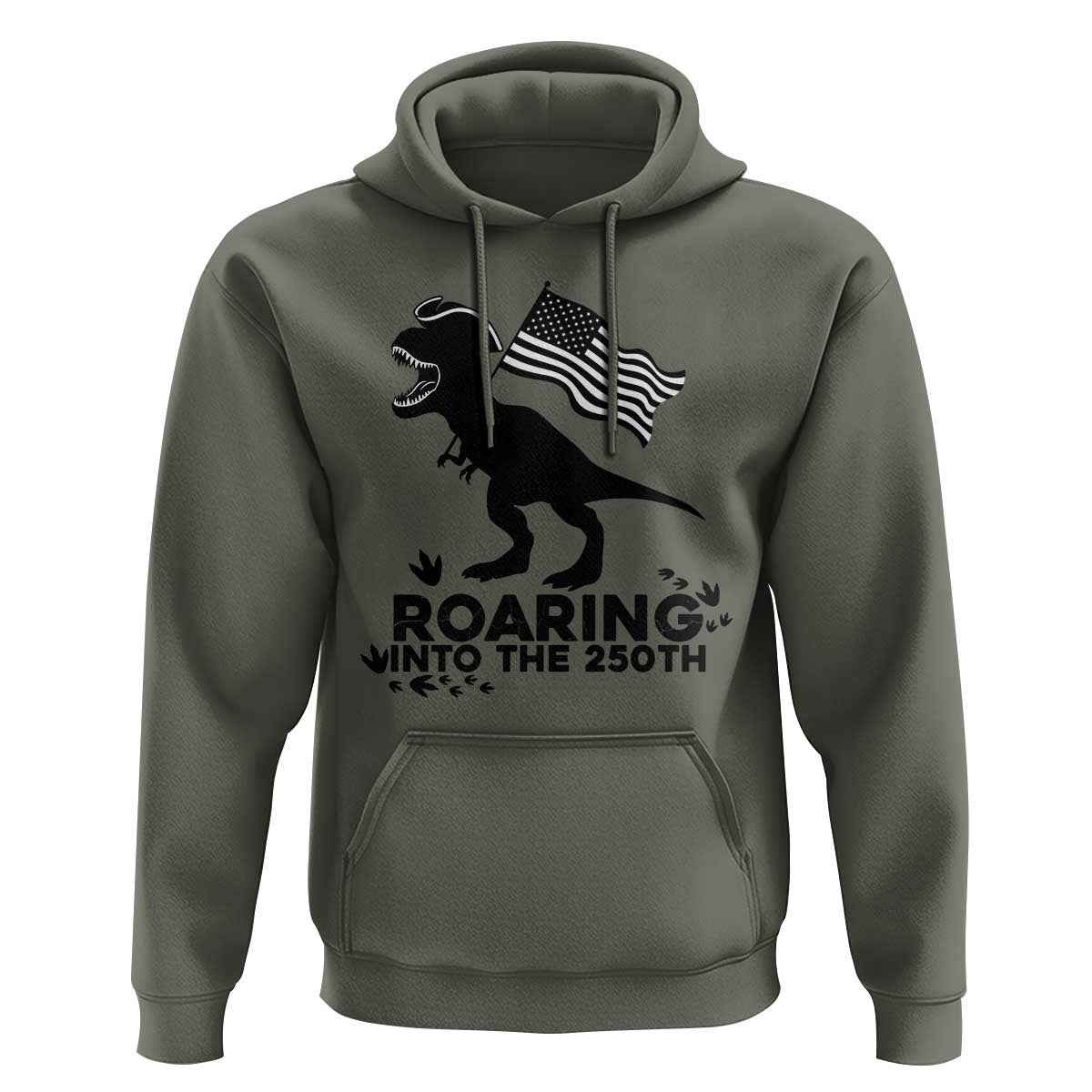 Funny Patriotic Dinosaur Hoodie Roaring Into The 250th Anniversary