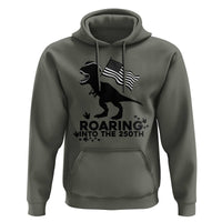 Funny Patriotic Dinosaur Hoodie Roaring Into The 250th Anniversary