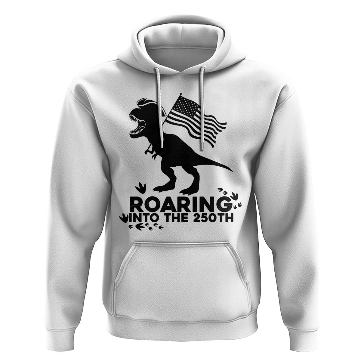 Funny Patriotic Dinosaur Hoodie Roaring Into The 250th Anniversary