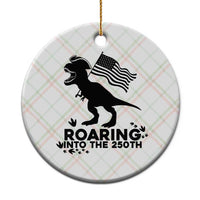 Funny Patriotic Dinosaur Ceramic Ornament Roaring Into The 250th Anniversary