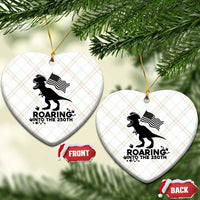 Funny Patriotic Dinosaur Ceramic Ornament Roaring Into The 250th Anniversary