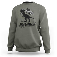 Funny Patriotic Dinosaur Sweatshirt Roaring Into The 250th Anniversary