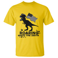 Funny Patriotic Dinosaur T Shirt Roaring Into The 250th Anniversary
